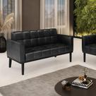 Sofá 2 Lugares Namoradeira Elisa Base Madeira Preto Sintético Pu Preto D03 - D'Rossi