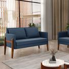 Sofá 2 Lugares Namoradeira Lana Suede Azul Marinho Base Madeira D03 - D'Rossi Sofá 2 Lugares Namoradeira Lana Suede Azul Marinho Base Madeira D03 - D'Rossi