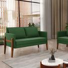 Sofá 2 Lugares Namoradeira Lana Suede Verde Base de Madeira D03 - D'Rossi