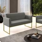 Sofá 2 Lugares Namoradeira Marisa Aço Industrial Dourado Suede Grafite D03 - D'Rossi Sofá 2 Lugares Namoradeira Marisa Aço Industrial Dourado Suede Grafite D03 - D'Rossi