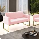 Sofá 2 Lugares Namoradeira Marisa Aço Industrial Dourado Suede Rosa Bebê D03 - D'Rossi Sofá 2 Lugares Namoradeira Marisa Aço Industrial Dourado Suede Rosa Bebê D03 - D'Rossi