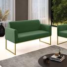Sofá 2 Lugares Namoradeira Marisa Aço Industrial Dourado Suede Verde D03 - D'Rossi Sofá 2 Lugares Namoradeira Marisa Aço Industrial Dourado Suede Verde D03 - D'Rossi