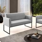 Sofá 2 Lugares Namoradeira Marisa Aço Industrial Preto Suede Cinza D03 - D'Rossi Sofá 2 Lugares Namoradeira Marisa Aço Industrial Preto Suede Cinza D03 - D'Rossi