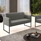 Sofá 2 Lugares Namoradeira Marisa Aço Industrial Preto Suede D03 - D'Rossi