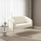 Sofá 2 Lugares Namoradeira Stella Base Industrial Alta Champanhe Bouclê Off White D03 - D Rossi
