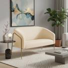Sofá 2 Lugares Namoradeira Stella Base Industrial Alta Dourada Suede Bege D03 - D Rossi