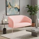 Sofá 2 Lugares Namoradeira Stella Base Industrial Alta Dourada Suede Rosa Bebê D03 - D'rossi