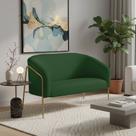 Sofá 2 Lugares Namoradeira Stella Base Industrial Alta Dourada Suede Verde D03 - D Rossi