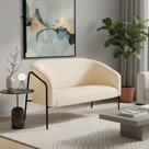 Sofá 2 Lugares Namoradeira Stella Base Industrial Alta Preta Suede Bege D03 - D Rossi
