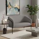 Sofá 2 Lugares Namoradeira Stella Base Industrial Alta Preta Suede Grafite D03 - D Rossi