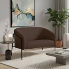 Sofá 2 Lugares Namoradeira Stella Base Industrial Alta Preta Suede Marrom D03 - D Rossi