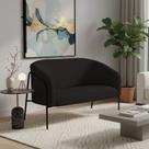 Sofá 2 Lugares Namoradeira Stella Base Industrial Alta Preta Suede Preto D03 - D Rossi