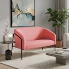 Sofá 2 Lugares Namoradeira Stella Base Industrial Alta Preta Suede Rosê D03 - D Rossi