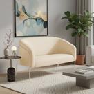 Sofá 2 Lugares Namoradeira Stella Industrial Alta Champanhe Suede Bege D03 - D Rossi