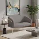 Sofá 2 Lugares Namoradeira Stella Industrial Alta Champanhe Suede Grafite D03 - D Rossi
