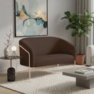 Sofá 2 Lugares Namoradeira Stella Industrial Alta Champanhe Suede Marrom D03 - D Rossi