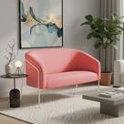Sofá 2 Lugares Namoradeira Stella Industrial Alta Champanhe Suede Rosê D03 - D Rossi