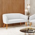 Sofá 2 Lugares Namoradeira Stella Pés Palito Castanho Bouclê Off Wh D03 - D'Rossi