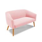 Sofá 2 Lugares Namoradeira Stella Pés Palito Castanho Suede Rosa Bebê D03 - D'Rossi