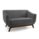 Sofá 2 Lugares Odeon D07 140cm Base Madeira Veludo Cinza - D'Rossi