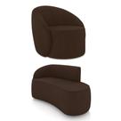 Sofá 2 Lugares Orgânico 140cm Morgan E Poltrona Lua Suede Marrom D03 - D'rossi Sofá 2 Lugares Orgânico 140cm Morgan E Poltrona Lua Suede Marrom D03 - D'rossi