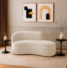 Sofá 2 Lugares Orgânico 140cm Pé Dourado Morgan Cotelê Ext/Veludo Off White D03 - D Rossi