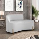 Sofá 2 Lugares Orgânico 140cm Pé Dourado Morgan Linho Cinza