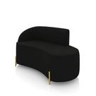 Sofá 2 Lugares Orgânico 140cm Pé Dourado Morgan Suede Preto D03 - D'rossi