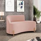 Sofá 2 Lugares Orgânico 140cm Pé Dourado Morgan Veludo Rosê