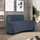 Sofá 2 Lugares Orgânico 140cm Pé Ferro Preto Morgan Suede Azul Mar