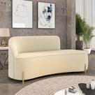 Sofá 2 Lugares Orgânico 160cm Pé Dourado Morgan Suede Bege