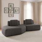 Sofá 2 Lugares Orgânico com Chaise e 1 Módulo Central Berlim Bouclê Grafite K01 - D Rossi Sofá 2 Lugares Orgânico com Chaise e 1 Módulo Central Berlim Bouclê Grafite K01 - D Rossi