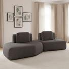 Sofá 2 Lugares Orgânico Com Chaise E 1 Módulo Central Berlim Bouclê K01 - D'rossi Grafite Sofá 2 Lugares Orgânico Com Chaise E 1 Módulo Central Berlim Bouclê K01 - D'rossi Grafite