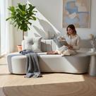 Sofá 2 Lugares Orgânico Curvo Madrid 150cm Bouclé Cinza Claro Sofá 2 Lugares Orgânico Curvo Madrid 150cm Bouclé Cinza Claro