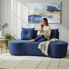 Sofá 2 Lugares Orgânico Curvo Madrid 150cm Veludo Azul Marinho Sofá 2 Lugares Orgânico Curvo Madrid 150cm Veludo Azul Marinho