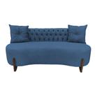 Sofá 2 Lugares Orgânico Curvo Tókio 150cm Bouclé Azul