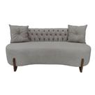 Sofá 2 Lugares Orgânico Curvo Tókio 150cm Bouclé Cinza Claro