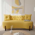 Sofá 2 Lugares Orgânico Curvo Tókio 150cm Couro Amarelo