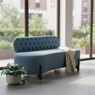 Sofá 2 Lugares Orgânico Curvo Tókio 150cm Linho Azul