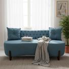 Sofá 2 Lugares Orgânico Curvo Tókio 150cm Linho Azul