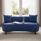 Sofá 2 Lugares Orgânico Curvo Tókio 150cm Veludo Azul Marinho