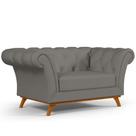 Sofá 2 Lugares Para Sala de Estar Império 150 cm D02 Veludo Cinza D-317 - Lyam Decor