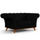 Sofá 2 Lugares Para Sala de Estar Império 150 cm D02 Veludo Preto D-300 - Lyam Decor
