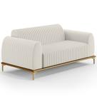 Sofá 2 Lugares Para Sala de Estar Molino 150 cm D02 Pés D'Ouro Linho Cru C-443 - Lyam Decor