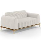 Sofá 2 Lugares Para Sala de Estar Molino 150 cm D02 Pés D'Ouro Linho Cru C-443 - Lyam Decor