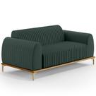 Sofá 2 Lugares Para Sala de Estar Molino 150 cm D02 Pés D'Ouro Linho Verde Musgo C-123 - Lyam Decor