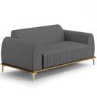 Sofá 2 Lugares Para Sala de Estar Molino 150 cm D02 Pés D'Ouro Veludo Cinza D-317 - Lyam Decor