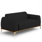 Sofá 2 Lugares Para Sala de Estar Molino 150 cm D02 Pés D'Ouro Veludo Preto D-300 - Lyam Decor