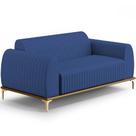 Sofá 2 Lugares Para Sala de Estar Molino 150cm D02 Pés D'Ouro Veludo Azul Marinho D-304 - Lyam Decor