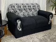 Sofá 2 Lugares Preto com Floral 601/37 Viena